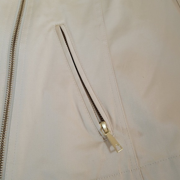 Lafayette 148 Jacket‎ Womens Beige Size 8 Full Zip Lightweight Moto Preppy 0455 - Picture 6 of 13
